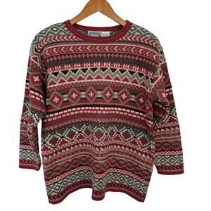 SIGRID OLSEN Sweater Womens S Relaxed Fair Isle Inspired Winter Classic Cozy